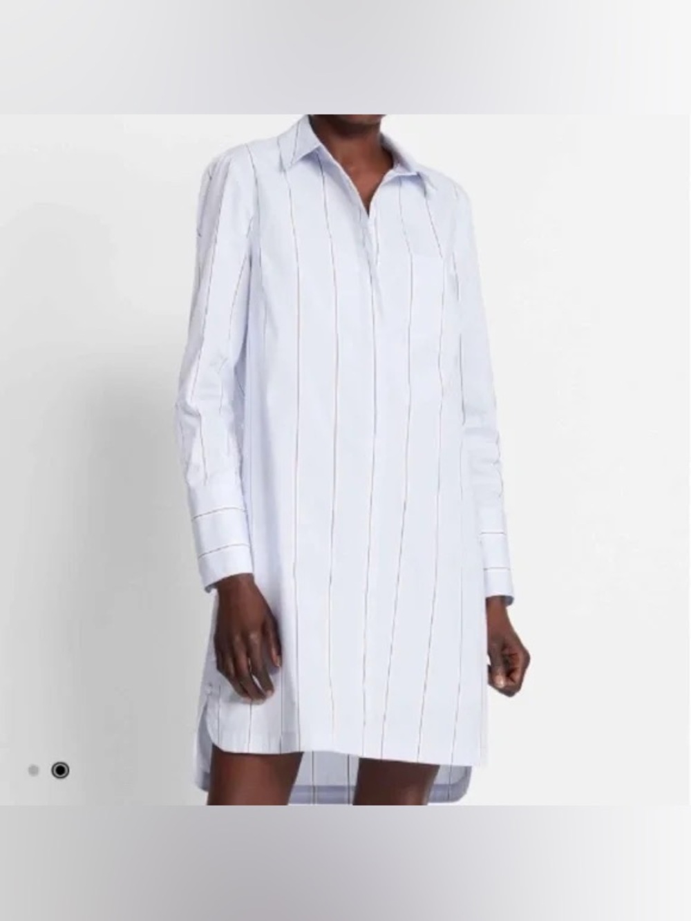 Club Monaco Light Blue Vertical Stripe Button-Down Shirtdress